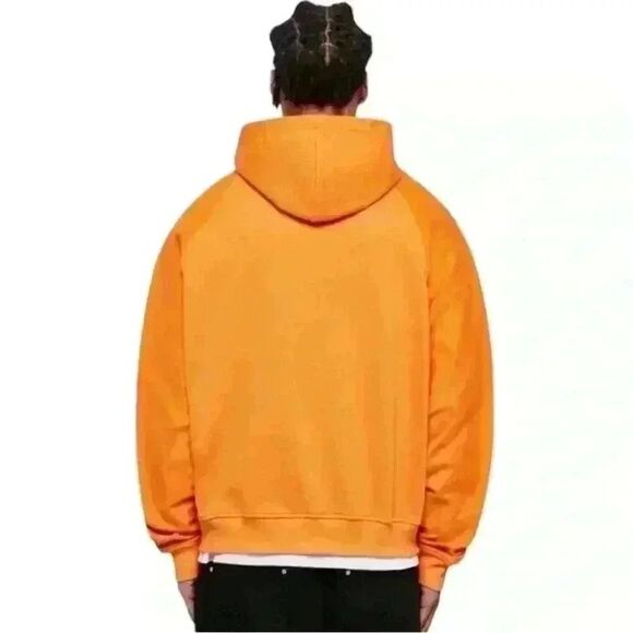 RETERNITY Raglan Zip Hoodie S Orange Luxury Streetwear Spell-Out Pockets NWT - Picture 2 of 13